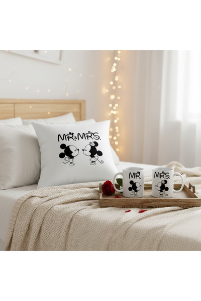 PRİNTOPİA DESİGN Special Gift Set for Romantic Couples – Satin Pillow + 2-Pie...