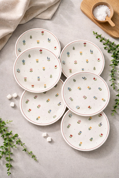 VENÜS HOME DECORATION Pastel bahçe 6 adet Tatlı Tabağı