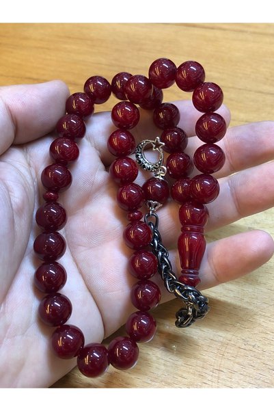 Black Sea Port Sphere Cut Crimping Amber Rosary
