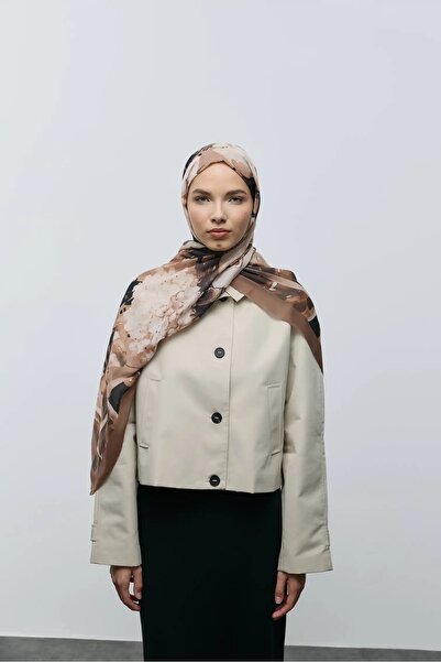 Modakaşmir FLORES DESEN AYA ŞAL - SÜTLÜ KAHVE