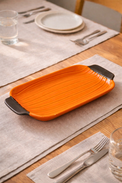 Woodcept. Cucurbita Ceramic Pumpkin Model Presentation and Serving Plate, Pre...