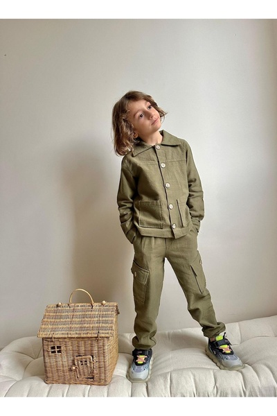 CARLA MARA Boys' Washable Linen Shirt and Pants Set