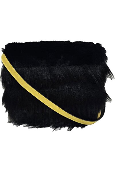 O Bag Polyurethane & eco-leather & faux fur bag, Black/Yellow