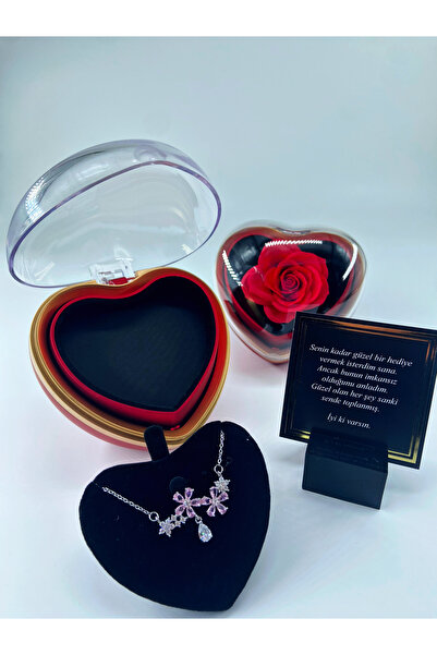 aromahediye Cherry Blossom Necklace in a Red Rose Heart Box – Romantic Gift S...