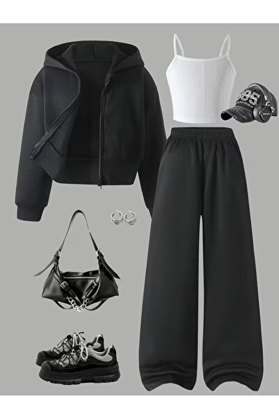 Keywest Children's Basic 3-Piece Strap Crop-Jacket and Sweatpants Set