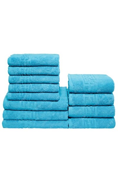 Plush Set of 12 Towels for Hands/Face/Body, 100% Cotton, 550 g/m², Turquoise