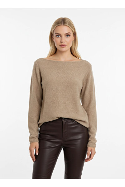 Park Karon Women's Boat Neck Viscose Blended Glitter Knit Sweater 8710Sw.Mng