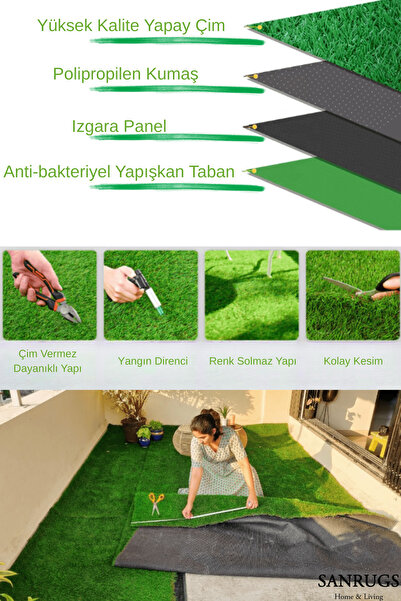 SANRUGS Home & Living Yanmaz, Yıkanabilir ve Kaymaz Taban Uzun Ömürlü 10mm Ya...