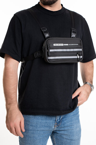 Newish Polo Unisex Reflektörlü Yeni Nesil Motorcu Göğüs Çantası ve Kurye Çant...