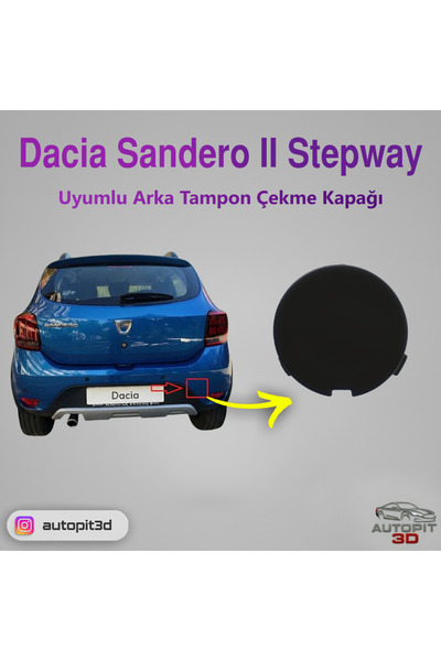 AutoPit 3D Dacia Sandero II Stepway (2017 → ) Uyumlu Arka Tampon Çekme Kapağı