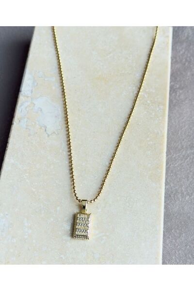 PLUİE Çelik Boncuk Külçe Taşlı Kolye