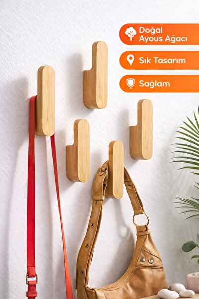 Woodymoda Doğal Ayous Ahşap Duvar Askısı – Yumuşak Dokulu, Şık Tasarım ( 1 Ad...