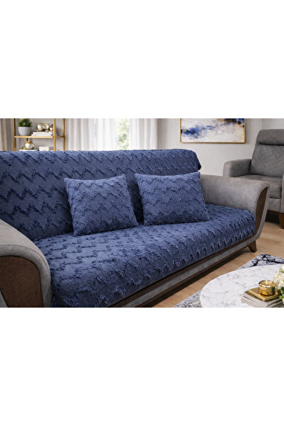 ÖZDAĞ HOME CONCEPT Chenille Sofa Cover 175X210 cm + 2 Throw Pillows 43X43 cm ...