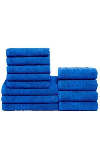 Plush Set of 12 Towels for Hands/Face/Body, 100% Cotton, 550 g/m², Dark Blue
