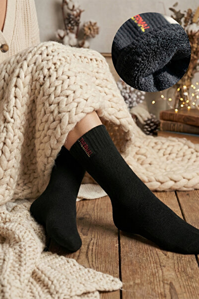 GIFT MALL 2 Çift Kadın Termal Havlu Çorap - Ekstra Yumuşak Pamuklu Dokuma