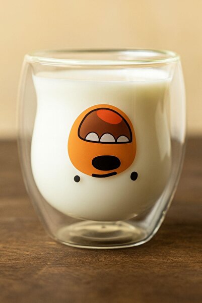 uğurlu dükkan Double Wall Colored Teddy Bear Glass Cup
