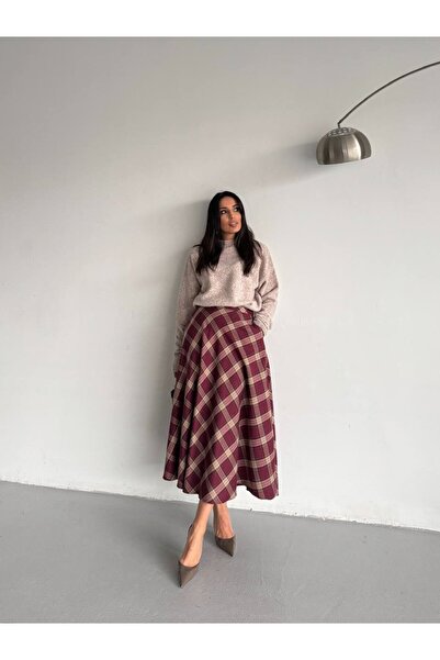 SLAW REZZ Women's Plaid Pattern Skirt High Waist Plaid Long Skirt Plaid Skirt...