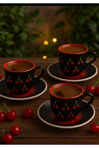 Zühre 2 KİŞİLİK FİNCAN KAHVE SETİ KİRAZ DESEN