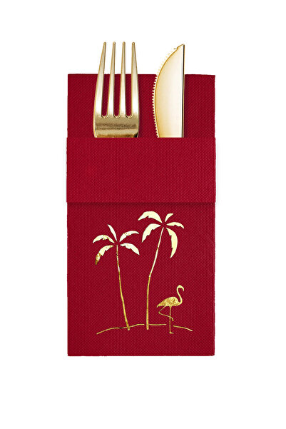 Story 40X40 cm Gold Foil Palm Trees Patterned Burgundy Colored Paper Napkins ...