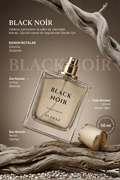 FLOREZ ERKEK PARFÜMÜ - BLACK NOİR - Amber, Vetiver , Vanilya EDP 50 ML