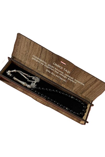 GÜLNAR BİJUTERİ Onyx Stone Prayer Beads Special Design Black Natural Stone in...