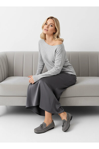 Park Karon Women's Boat Neck Viscose Blended Glitter Knit Sweater 8710Sw.Mng