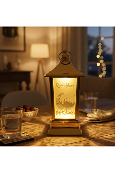 skycott Aynalı Ramazan Kareem Yazılı LED Işıklı Dekoratif Fener