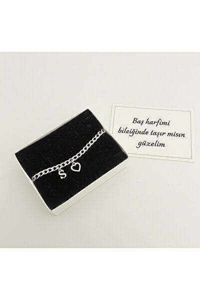 Mooncollection Sevgili Arkadaş Eş Kişiye Özel Baş Harfli Charm Zincir Bileklik