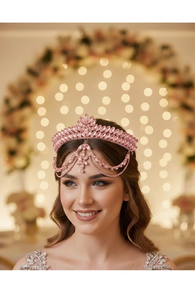 Çınar Aksesuar Coroană de mireasă din piatră de zircon premium - Coroană de h...