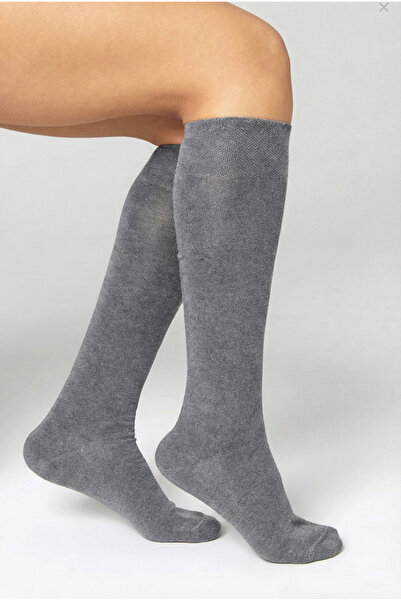 bamboo star Bamboo Women's Knee-Length Gray Long Soft Stitch-Free Socks / Pan...