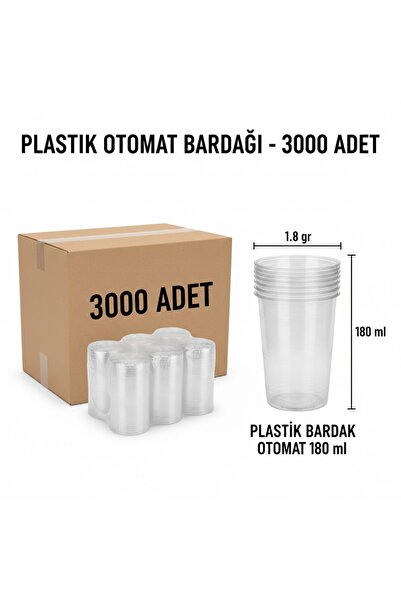 OTOMAT Lindera Plastik Pet Bardak, 180 cc Bardağı, 3000 Adetli - Tam Koli İle...