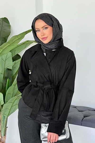 Hazamoda Short Suede Jacket Black