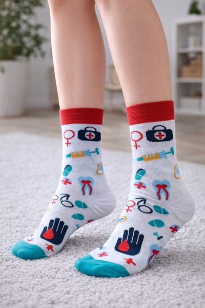 uğurlu dükkan White Background Healthcare Team Socks 36-44