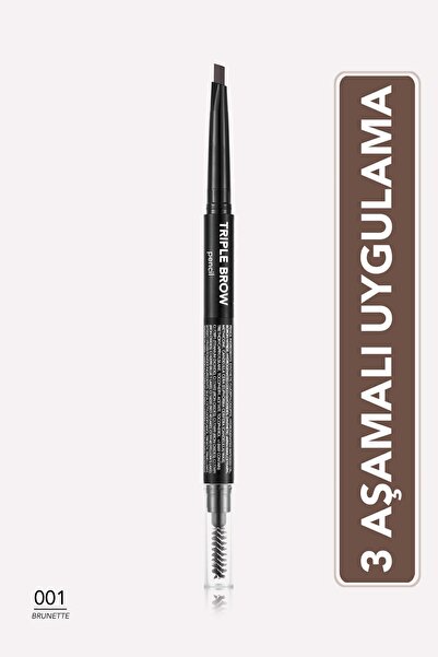 Flormar Kremsi Dokulu Triple Brow 3'ü 1 Arada Kaş Makyaj Kalemi 002 BROWN