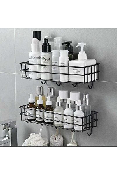 b11 Iron wall-mounted bathroom organizer – storage shelves for lotions and sh...