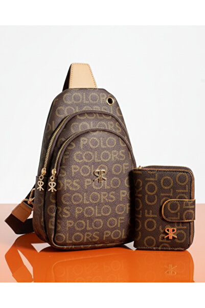 Çanta Trend Polo of Colors Women's Adjustable Strap Brown Camel Monogram Body...