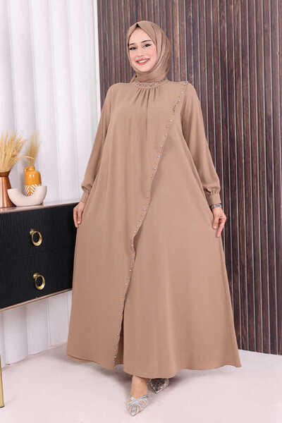 Bym Fashion Perlenkleid im Kreuzteil-Look 3879 Nerz