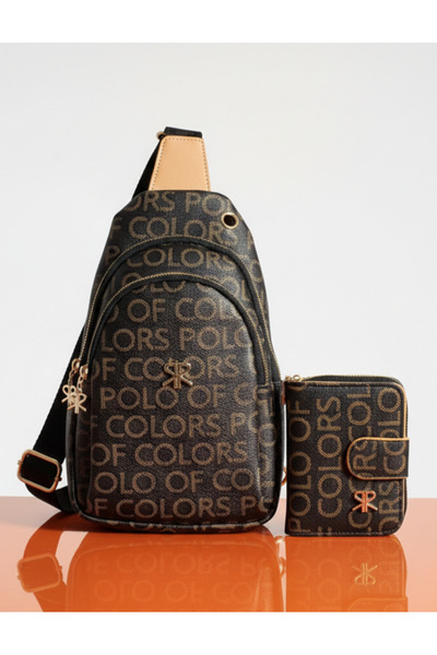 Çanta Trend Polo of Colors Women's Adjustable Strap Brown Camel Monogram Body...