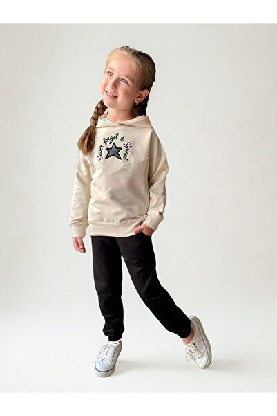 Giyinse طقم بناتي مطرز بنجمة إكرو