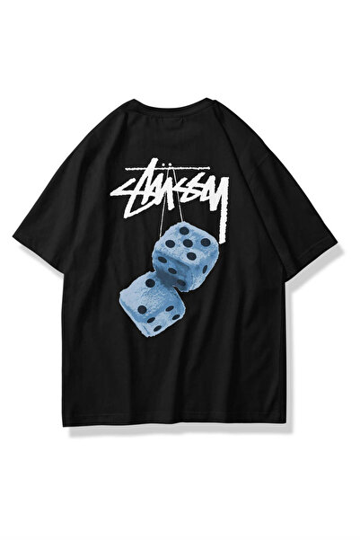 Trendiz Unisex Stüssy Zar Tshirt Siyah