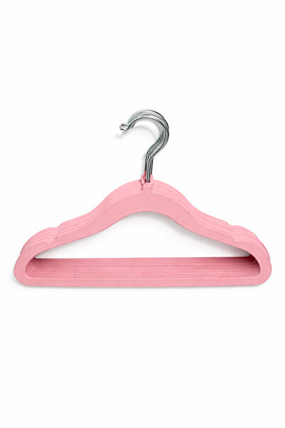 ZÜMHA 10-Piece Children's Velvet Non-Slip Clothes Hangers – Pink with Metal H...