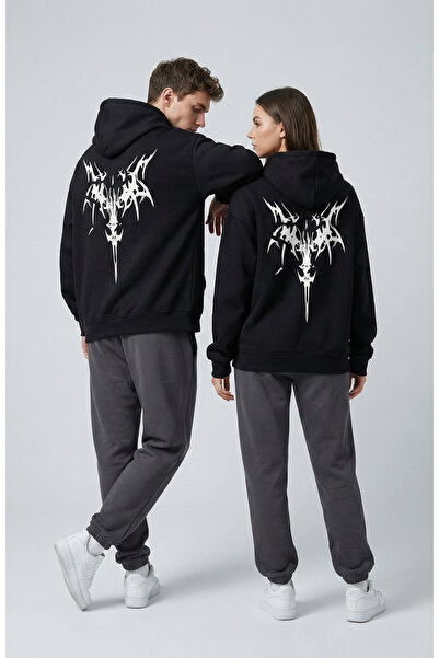 NEVERMIND Unisex Oversized Hoodie Graphic Symbol Printed