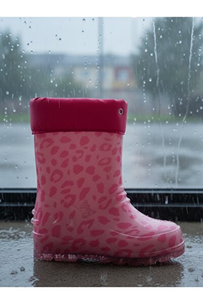 casso Girl's Plastic Never Waterproof Rain Boots with Fur Inside