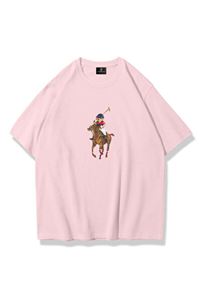 Trendiz Unisex Teddy Horse Tshirt Pembe