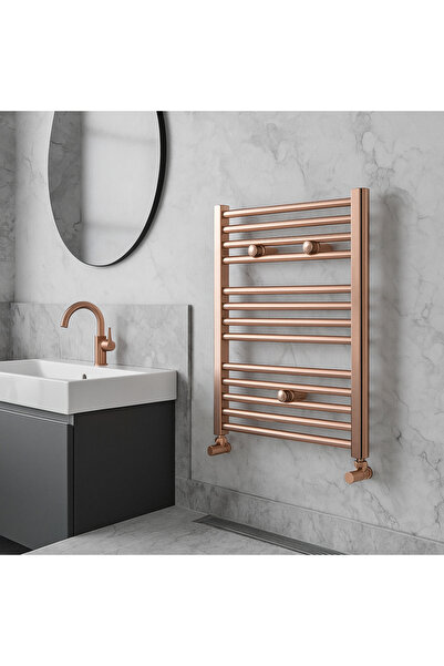 banyosepeti 50x70 Rose Gold Bakır Havlupan – PVD Kaplama, Hızlı Isınır, Vanal...