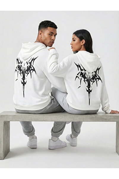 NEVERMIND Unisex Oversized Hoodie Graphic Symbol Printed