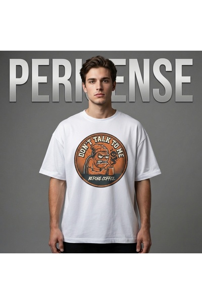 PERISENSE Unisex Don'T Talk to Me before Coffee Printed Premium Combed Cotton...