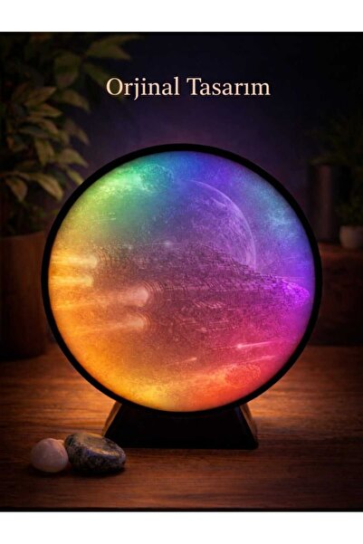 ASYDESIGN Uzay Temalı RGB Led Masa Lambası 32 Mod 24 cm Aç-Kapat Anahtarlı