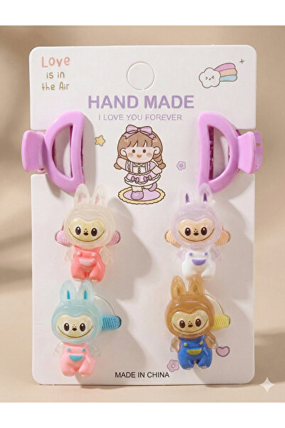 Renkli kids Labubu Girl and Baby Girl Buckle Set 6 Pieces