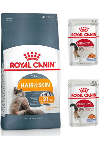 Royal Canin Hair&skin Care Tüy Güzelliği Kedi Maması 4 kg + Yaş Mama 2 Adet -...